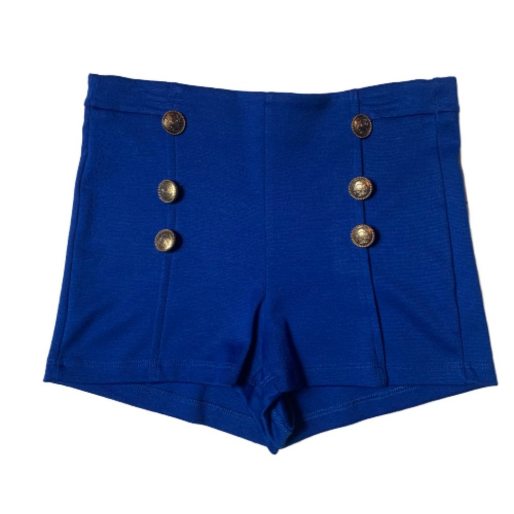Noble U Blue High Waist Button Front Shorts